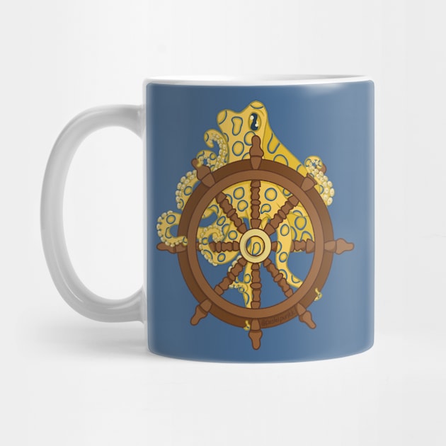 Blue ringed octopus and ship wheel by Pastel.Punkk